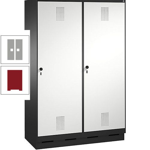 Doppel-Spind, Garderobenschrank, 2 Türen für 4 Abteile a 300 mm, Korpus anthrazitgrau, Türen anthrazitgrau, 1.800 x 1.200 x 500 mm (HxBxT)
