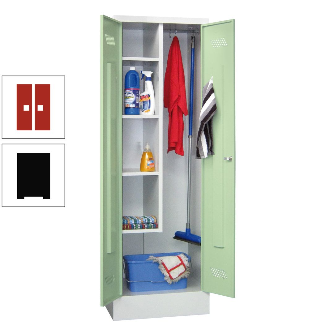 Putzschrank mit Sockel - 1 Abteil mit Trennwand - 1.850x600x500 mm (HxBxT) - Drehriegel - anthrazitgrau