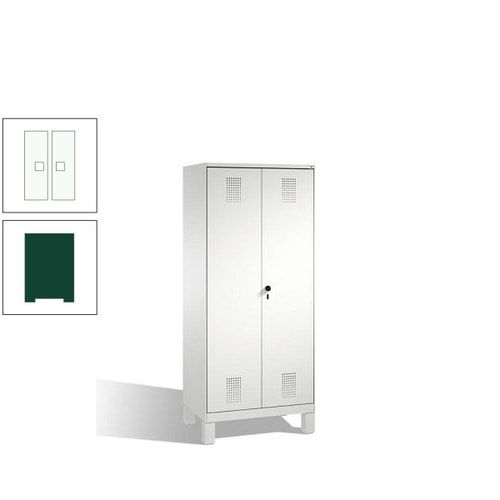 Doppel-Spind, Doppeltüren, Garderobenschrank mit Füßen, 2 Abteile a 400 mm, Korpus anthrazitgrau, Tür anthrazitgrau, 1.850 x 800 x 500 mm (HxBxT)