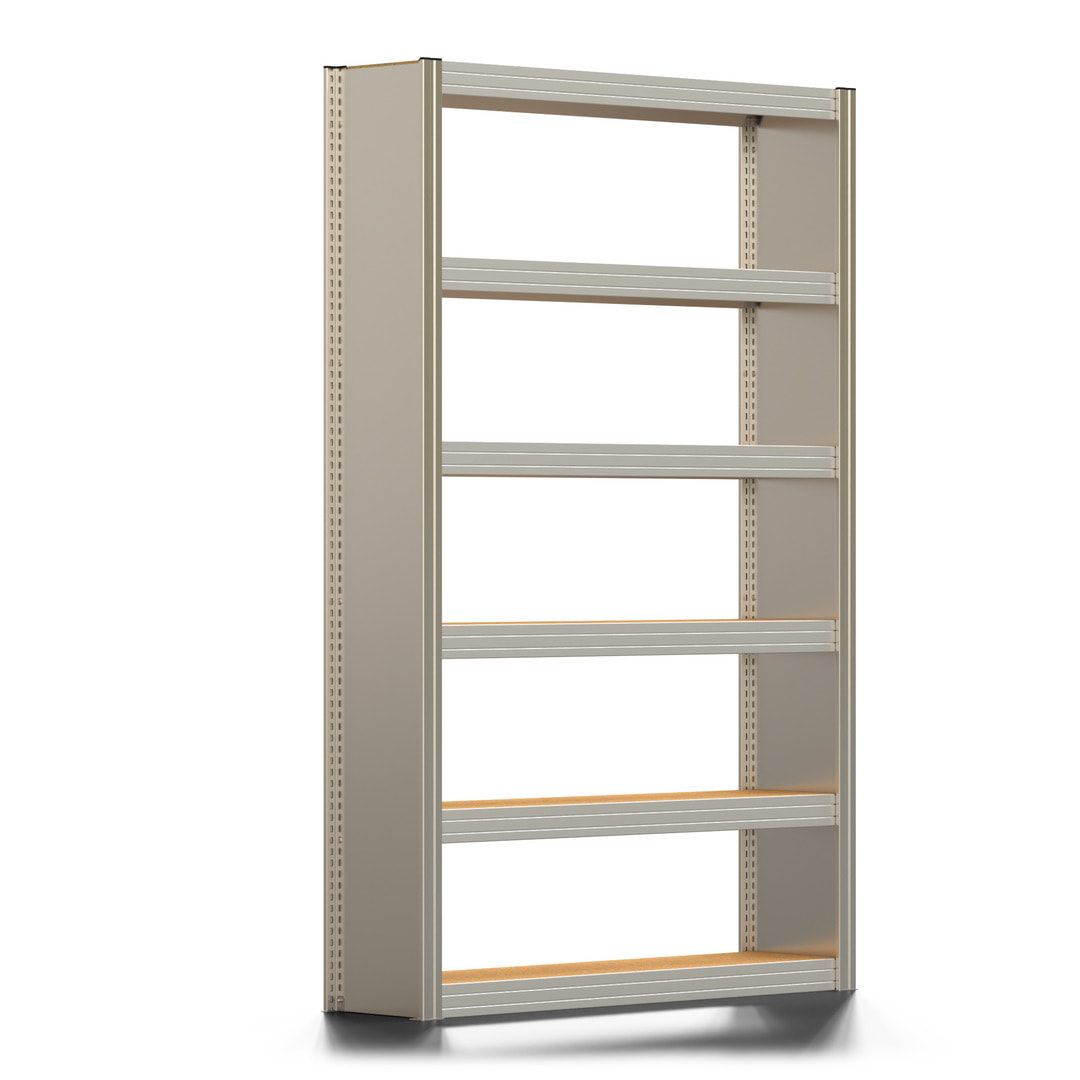 Archivregal mit Holzböden - Seitenwand - 6 Ebenen - 250 kg - 2.075 x 1.285 x 300 mm (HxBxT) - Anbauregal - verzinkt - Steckregal BERT