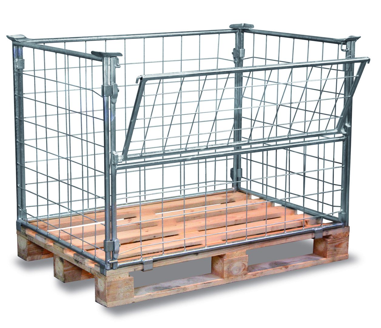 Palettenaufsatzrahmen für Europalette - 1.000 kg - Höhe 1.000 mm - 4-fach stapelbar - Gitter 1x klappbar - lichtblau