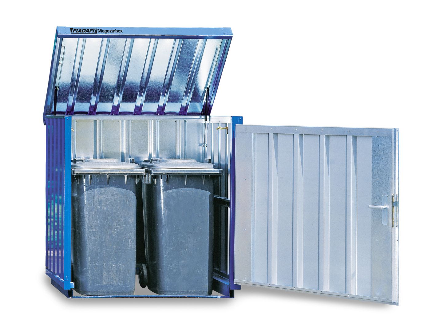 Magazinbox - Kleinteilelager - Lagerbox - 1.470 x 1.420 x 1.080 mm - Klappdach und Einflügeltür - mit Boden
