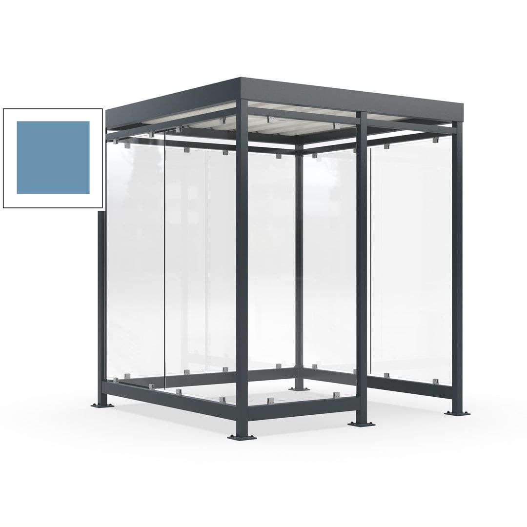 Raucherunterstand, Bushaltestelle, 7 Wände, 6-7 Personen, 2.510 x 2.165 x 2.165 mm (HxBxT), Farbe Achatgrau