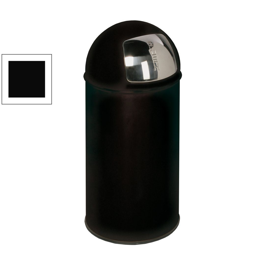 Mülleimer mit Edelstahl Einwurfklappe - rund - Volumen 50 l - 740 x 350 x 350 mm (HxBxT) - Edelstahl, matt