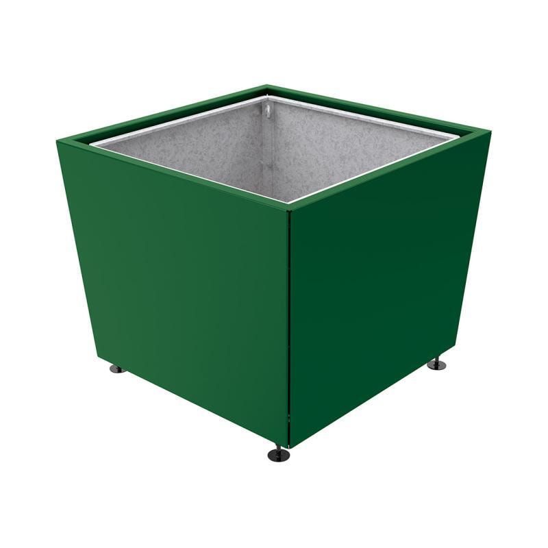 Pflanzkübel, 2 mm Stahlblech fvz, innen Blech feuerverzinkt mit Verladungsgriffen, verstellbare Füße, 760 x 785 x 785 mm (HxBxT), enzianblau