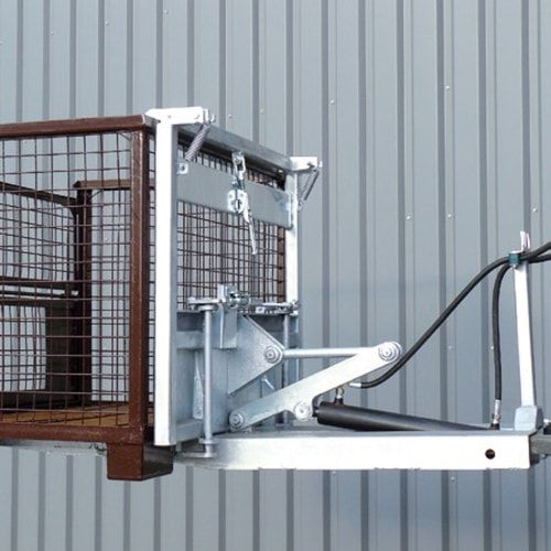 Gitterboxkipper für Gabelstapler, hydraulisch, Traglast 500 kg, geeignet für Gitterbox, Kettensicherung, Spannhaken, Farbe anthrazitgrau (RAL 7016)