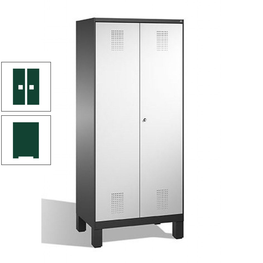 Mehrzweckschrank, Doppeltüren, auf Füßen, 2 Abteile a 400 mm, Korpus anthrazitgrau, Tür anthrazitgrau, 1.850 x 800 x 500 mm (HxBxT)