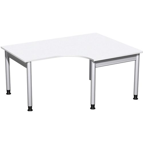 Eckschreibtisch, Eckteil 800 mm, rechts, Füße einseitig verkürzt, 4-Fuß Pro, höhenverstellbar, 680-800 x 1.600 x 1.200 mm (HxBxT), Dekor Ahorn
