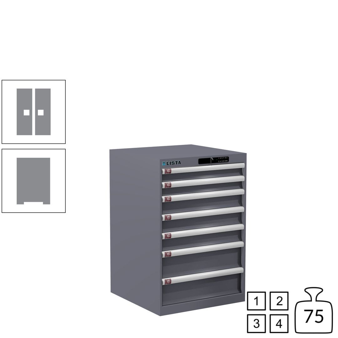 Lista Schubladenschrank - 14.252.010 - 850x564x572 mm (HxBxT) - 7 Schubladen - 75 kg - Key Lock - lichtblau (RAL 5012)