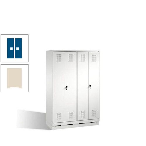 Doppel-Spind, Doppeltüren, Garderobenschrank mit Sockel, 4 Abteile a 300 mm, Korpus anthrazitgrau, Tür anthrazitgrau, 1.800 x 1.200 x 500 mm (HxBxT)