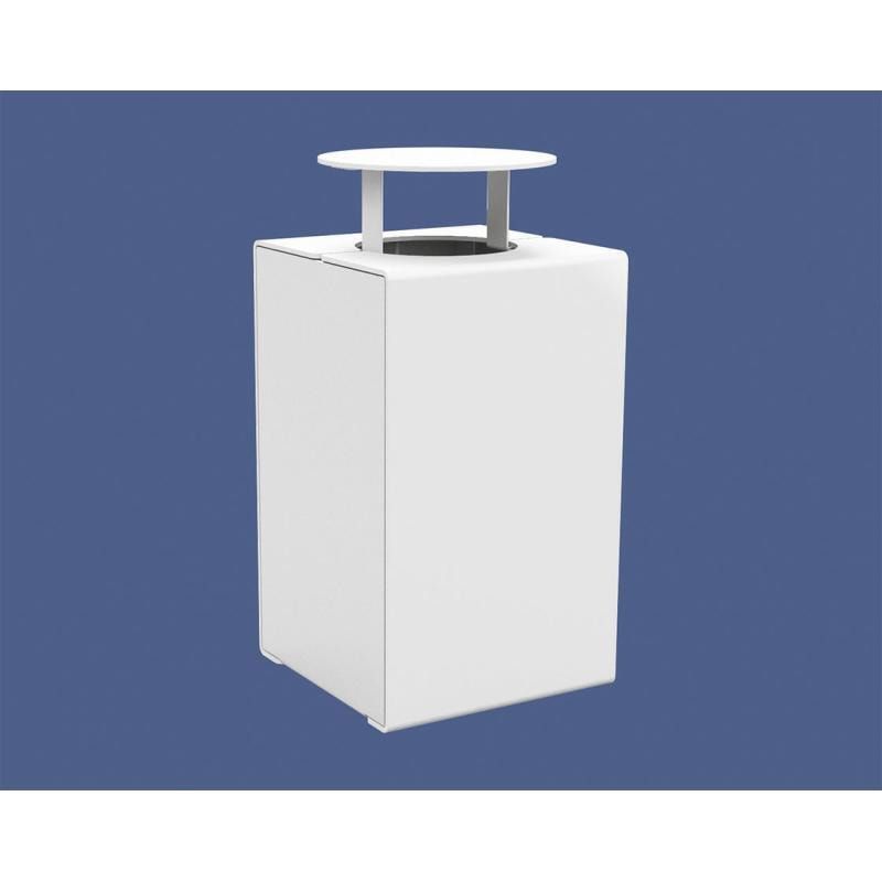 Abfalleimer aus Stahl - 120 l - 950 x 450 x 450 mm (HxBxT) - mit Deckel - Verankerungsstäbe - Farbe enzianblau