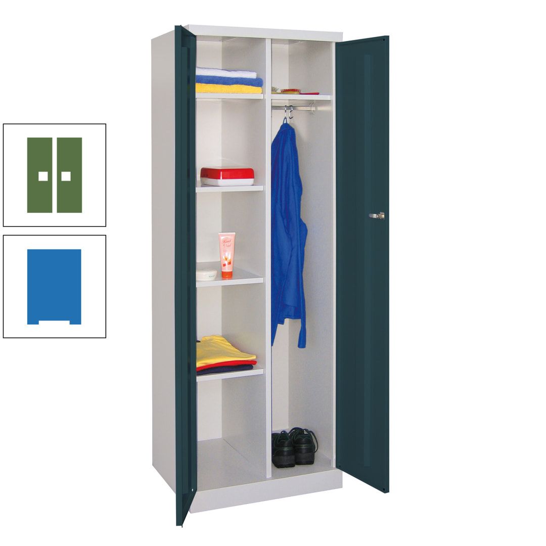 Kleiderschrank mit Sockel - Spind - 1 Abteil mit Trennwand - 1.800x600x500 mm (HxBxT) - Zylinderschloss - anthrazitgrau
