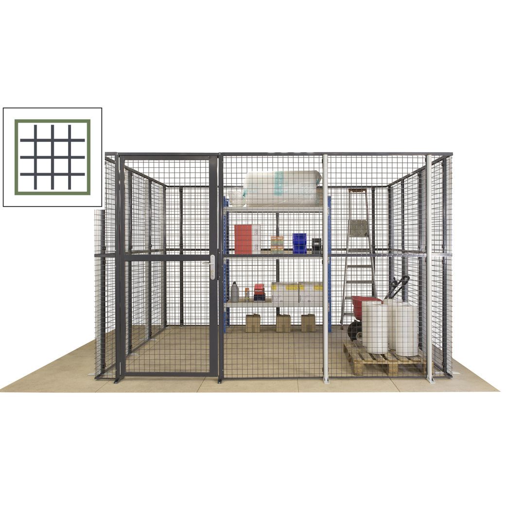 Maschinen Schutzgitter - Hallentrennwand - Sicherheitszaun - Tür - 108 m - 2.200 x 33.400 x 21.400 mm (HxBxT) - enzianblau