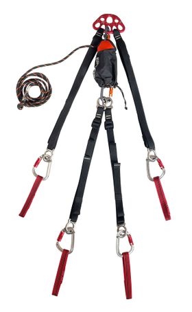 Abseilsystem für Schleifkorbtrage, Transportgehänge, horizontale und vertikale Bergung, bis 600 kg, Länge 1.500 mm, Höhen- und Tiefenrettung