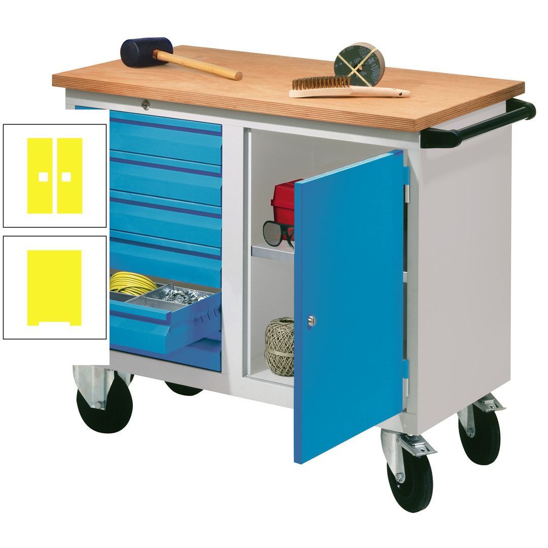 Mobile Werkbank - Werkstattwagen - 915 x 1.090 x 600 mm - 6 Schubladen und Schrankfach - anthrazitgrau