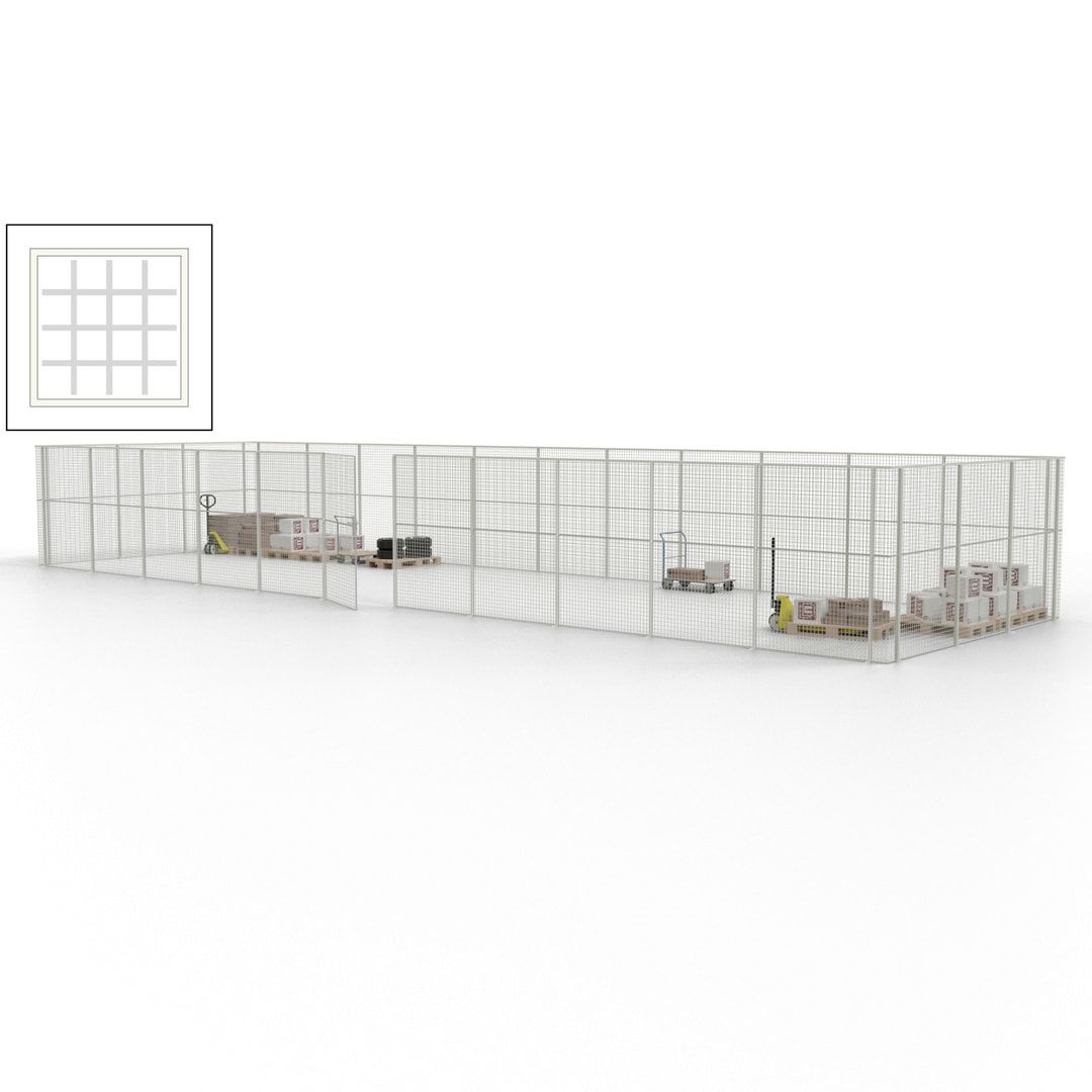 Maschinen Schutzgitter - Hallentrennwand - Sicherheitszaun - Tür - 42 m - 2.200 x 16.900 x 4.900 mm (HxBxT) - enzianblau