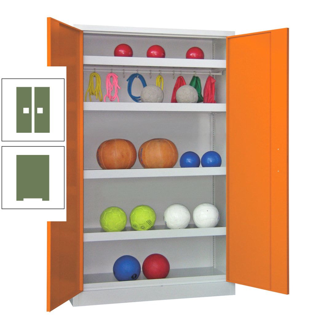 Ballschrank - Vollblechtüren - 4 Böden - 1 Hakenleiste - 1.950x1.200x500 mm (HxBxT) - anthrazitgrau