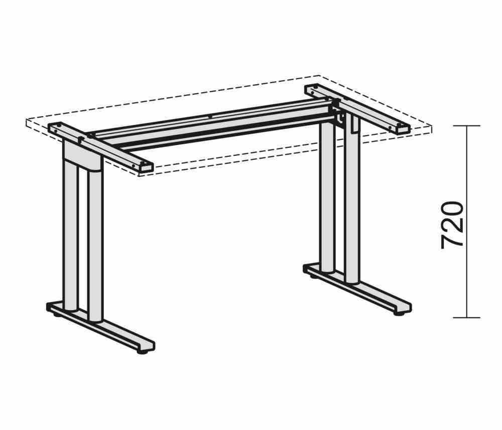 Eckschreibtisch, Ecke rechts, Füße einseitig verkürzt, C-Fuß Pro, 720 x 1.600 x 1.000 mm (HxBxT), Gestell silber, Dekor Ahorn