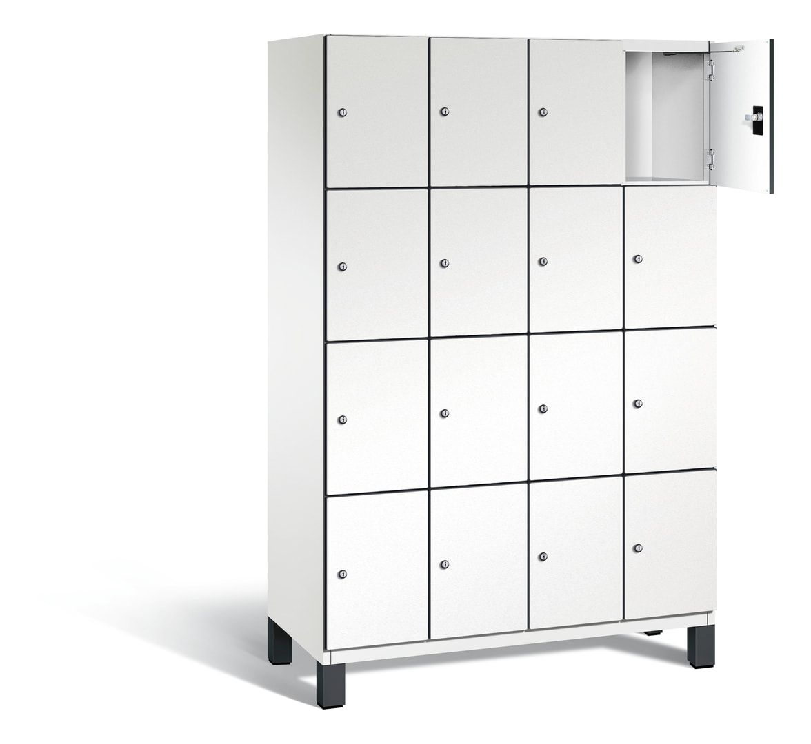 Fächerschrank, Stahlschrank, 16 Fächer, Türöffnungsbegrenzer, mit Füßen, Korpus lichtgrau, Tür anthrazitgrau, 1.980 x 1.200 x 525 mm (HxBxT)