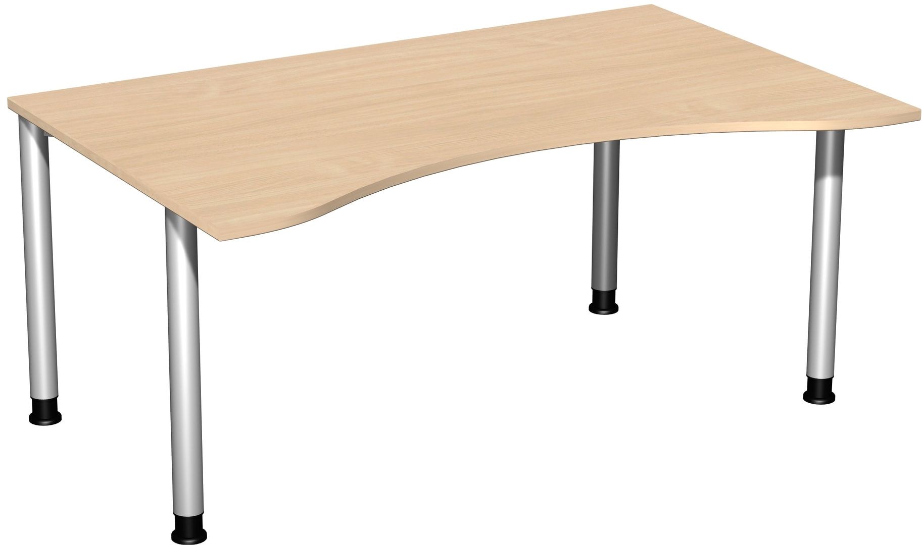 Ergo-Schreibtisch - 4-Fuß Flex - Bürotisch - Höhe 680-800 mm - 1.600 x 1.000 mm (BxT) - Gestell anthrazit - Ahorn