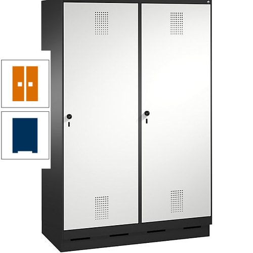 Doppel-Spind, Garderobenschrank, 2 Türen für 4 Abteile a 300 mm, Korpus anthrazitgrau, Türen anthrazitgrau, 1.800 x 1.200 x 500 mm (HxBxT)