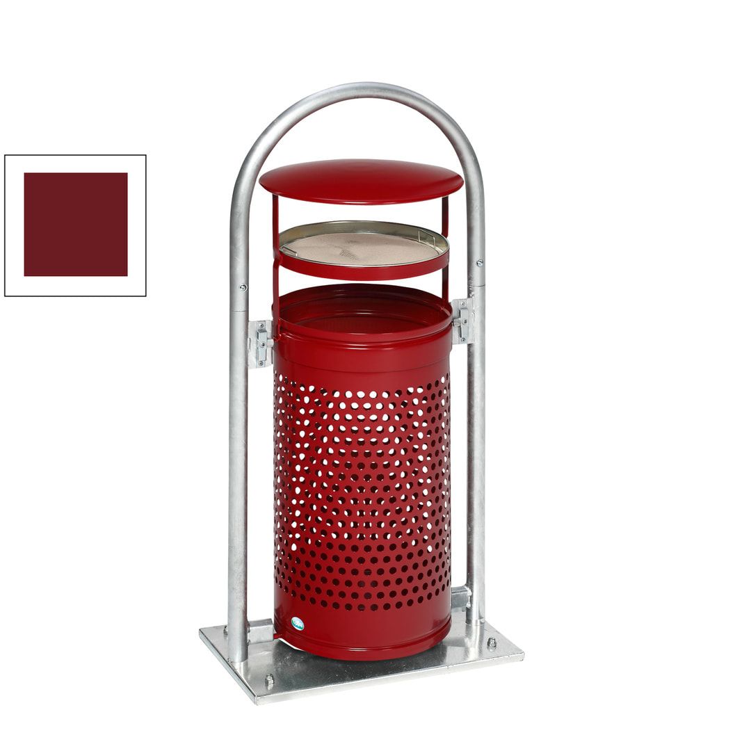 Abfallbehälter mit Ascher - 65 l - für Außeneinsatz - 580x380x1280mm - blau/weiß