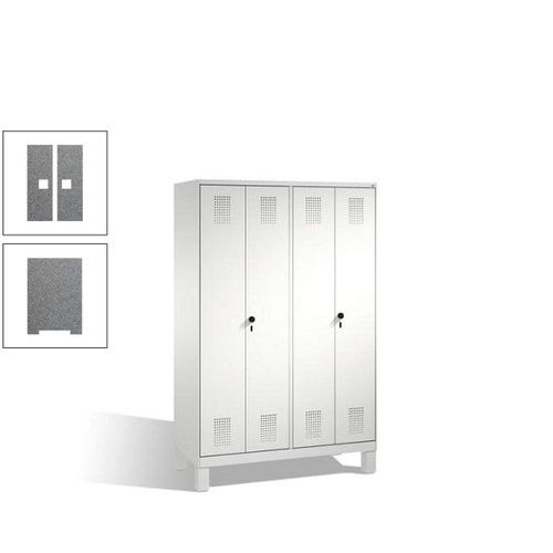 Doppel-Spind, Doppeltüren, Garderobenschrank mit Füßen, 4 Abteile a 300 mm, Korpus anthrazitgrau, Tür anthrazitgrau, 1.850 x 1.200 x 500 mm (HxBxT)
