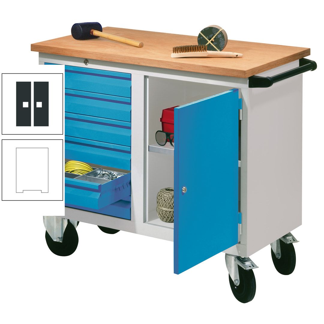 Mobile Werkbank - Werkstattwagen - 915 x 1.090 x 600 mm - 6 Schubladen und Schrankfach - anthrazitgrau