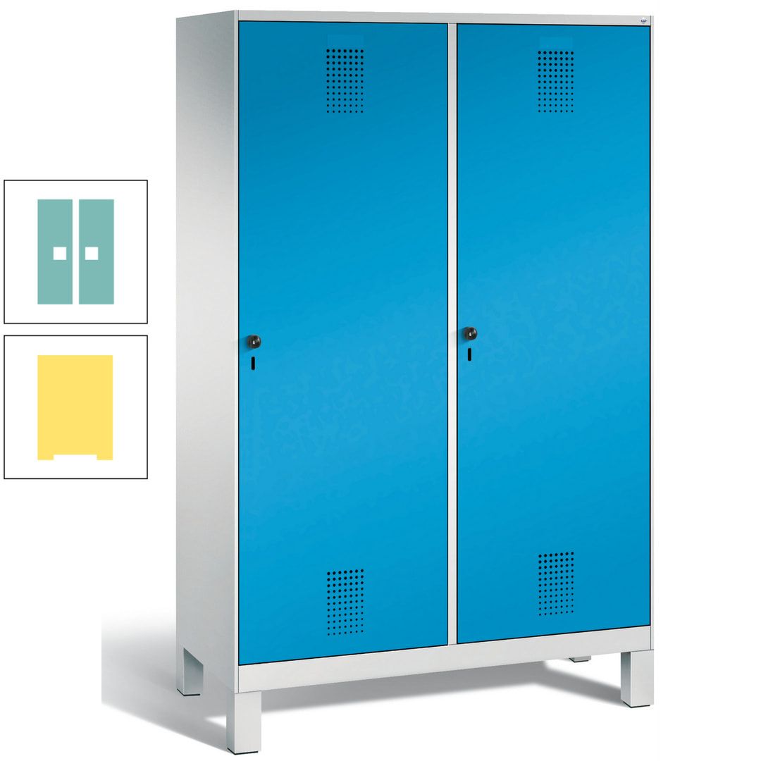 Doppel-Spind, Garderobenschrank, 2 Türen für 4 Abteile a 300 mm, Korpus anthrazitgrau, Türen anthrazitgrau, 1.850 x 1.200 x 500 mm (HxBxT)