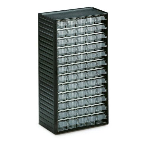 Kleinteilemagazin, 550 x 310 x 180 mm (HxBxT), Gehäuse anthrazitgrau, Schubladen glasklar, 24 Schubladen, Größe 138 x 37 mm (BxH)