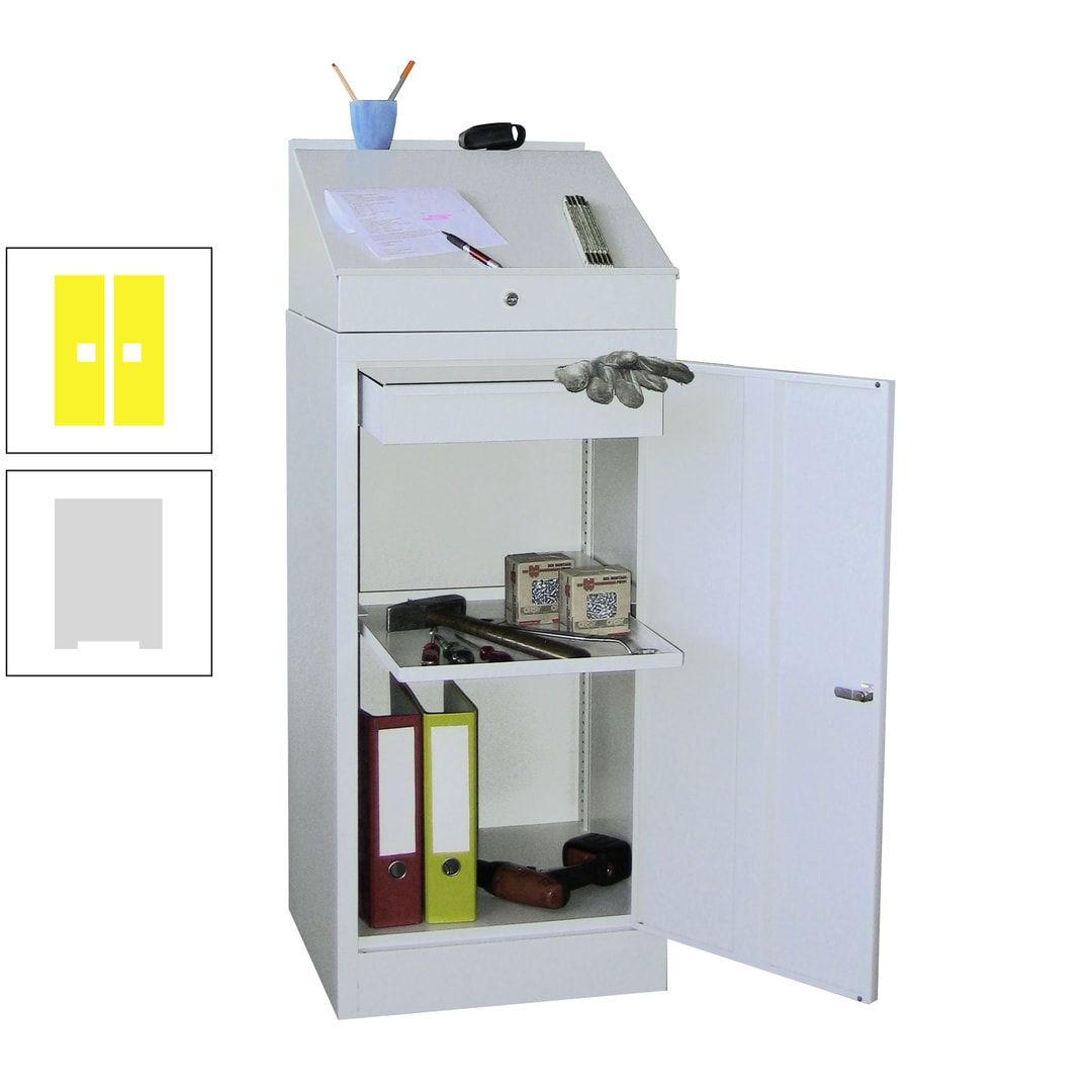 Stehpult mit Schrank - Vollblechtür - Zylinderschloss - 1 Einlegeboden, 1 Schublade - 1.270x500x500 mm (HxBxT) - anthrazitgrau