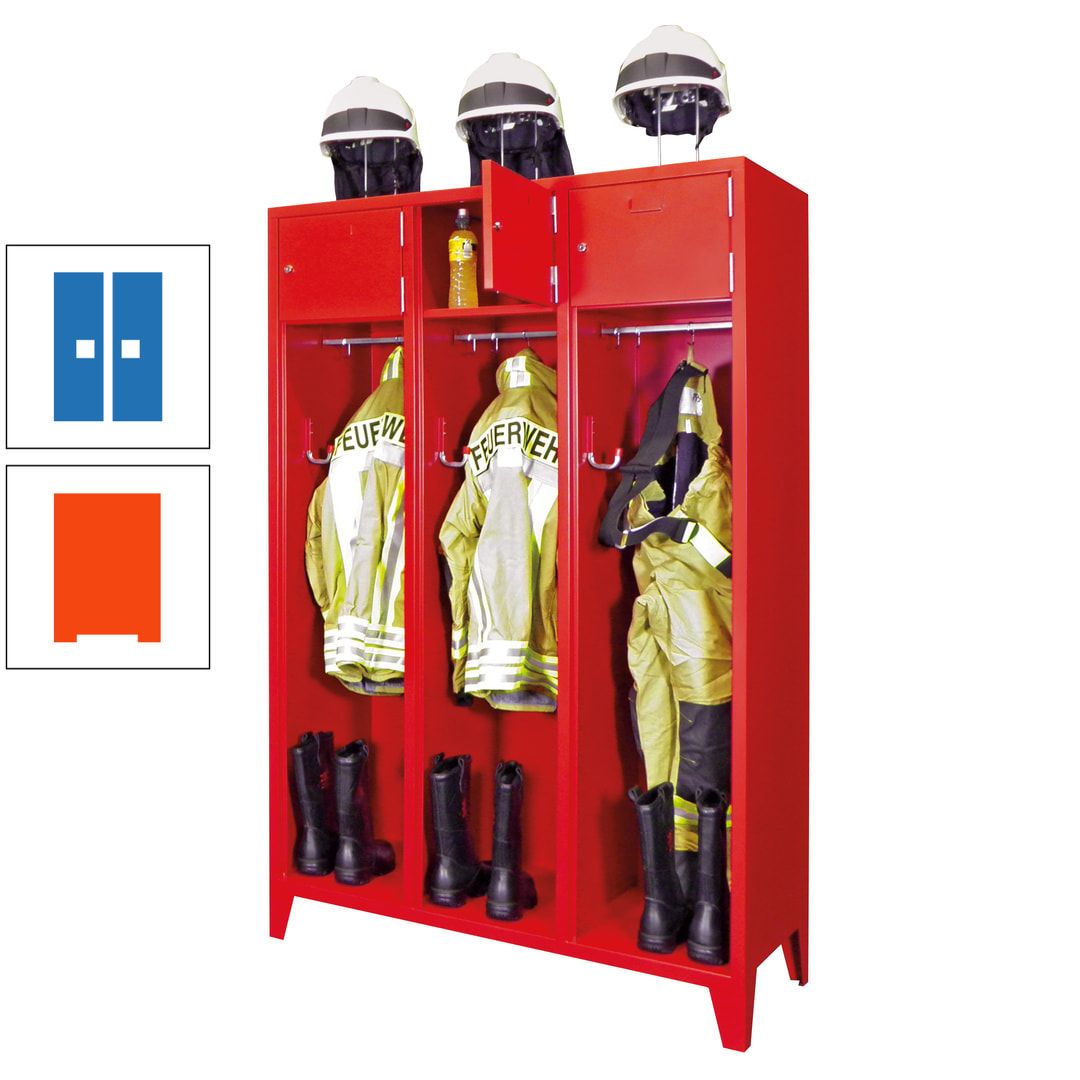 Feuerwehrschrank - 2 Abteile - Ablagefach mit Tür, Etikettenrahmen - 2.100 x 830 x 500 mm (HxBxT) - anthrazitgrau