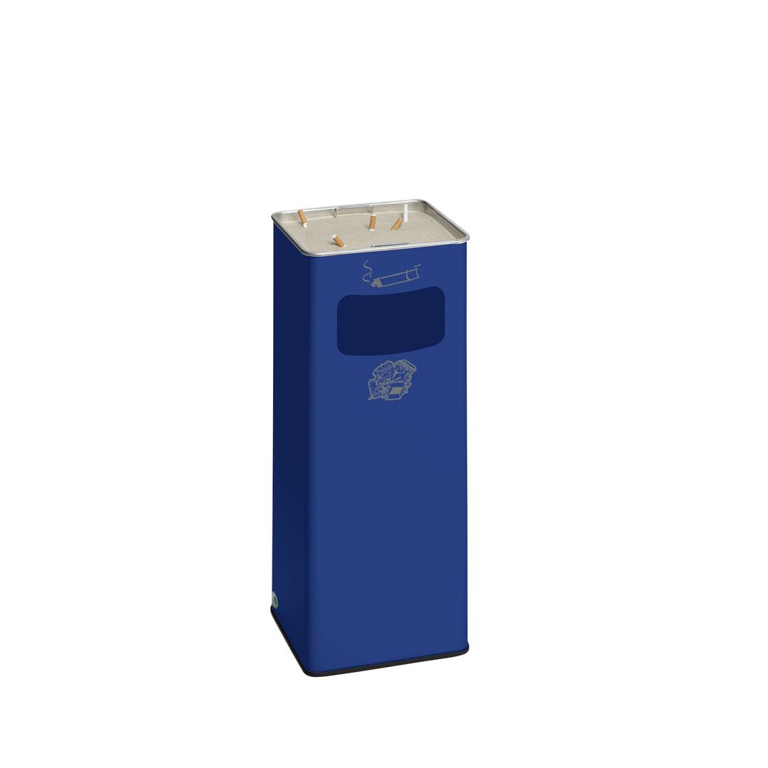 Abfallsammler mit Ascher - viereckig - Volumen 32 l - 665 x 260 x 260 mm (HxBxT) - Antik silber