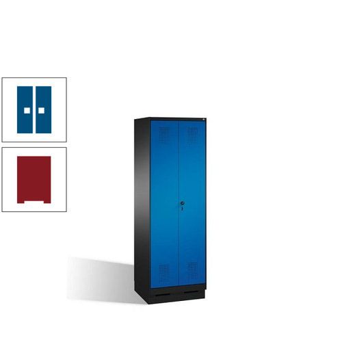 Doppel-Spind, Doppeltüren, Garderobenschrank mit Sockel, 2 Abteile a 300 mm, Korpus anthrazitgrau, Tür anthrazitgrau, 1.800 x 600 x 500 mm (HxBxT)