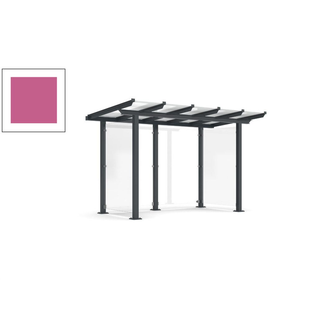 Unterstand mit Pultdach und Sicherheitsglas - feuerverzinkt und farbbeschichtet - 2.435 x 3.850 x 2.090 (HxBxT) - Farbe Achatgrau