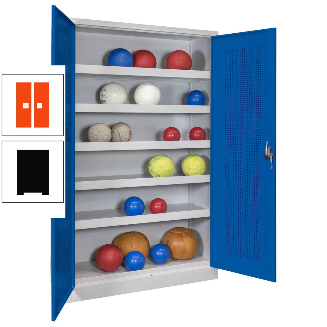 Ballschrank - Lochfeldtüren - 5 Böden - 1.950x1.200x500 mm (HxBxT) - anthrazitgrau