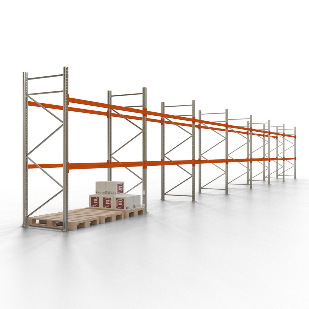 Palettenregal - 1,5 t - 2,0 x 11,3 x 1,1 m - 4 Felder - Schwerlastregal VKfrei