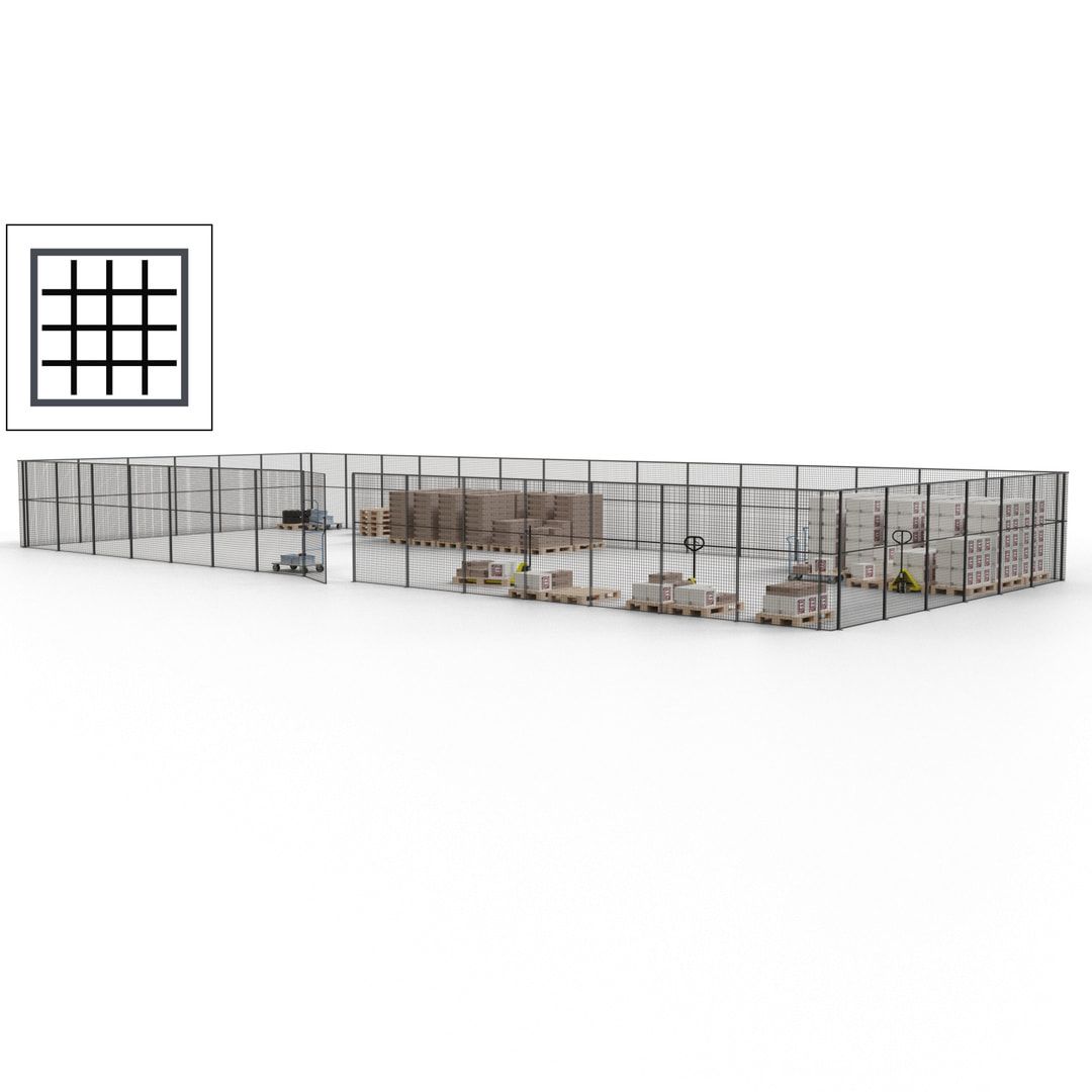 Maschinen Schutzgitter - Hallentrennwand - Sicherheitszaun - Tür - 63 m - 2.200 x 22.900 x 9.400 mm (HxBxT) - enzianblau