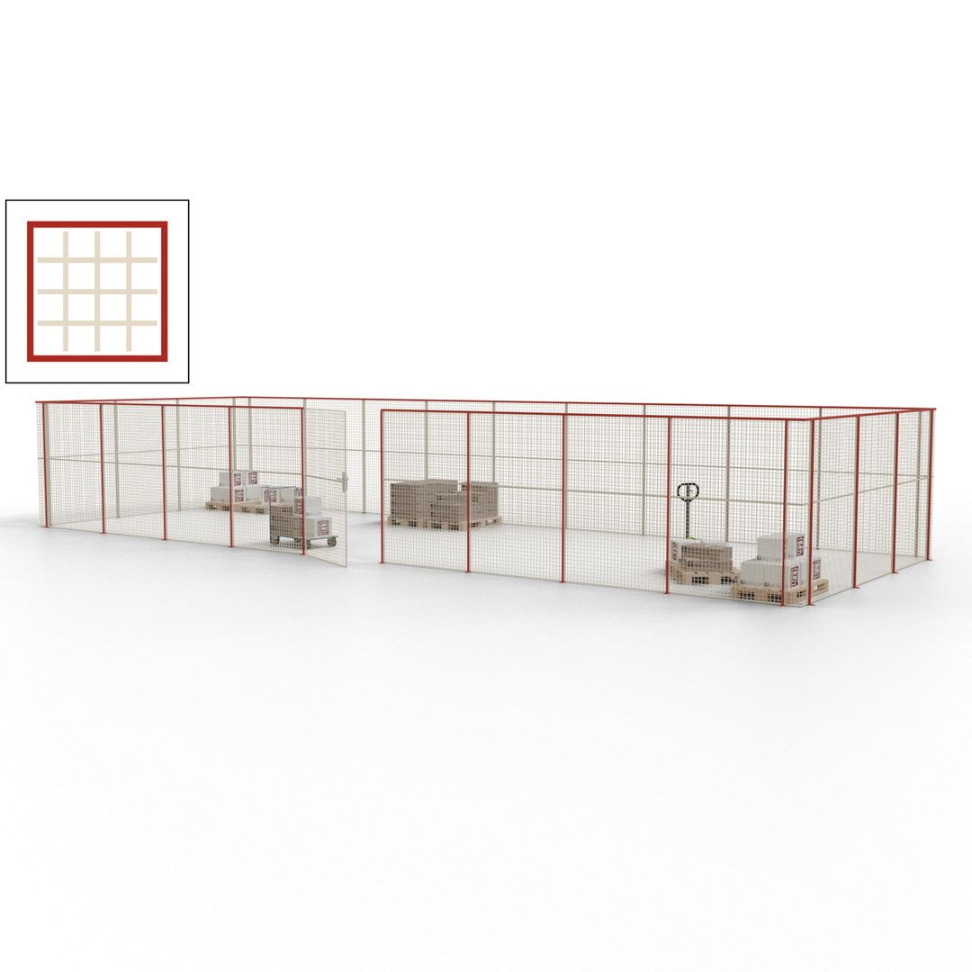 Maschinen Schutzgitter - Hallentrennwand - Sicherheitszaun - Tür - 36 m - 2.200 x 13.900 x 4.900 mm (HxBxT) - enzianblau
