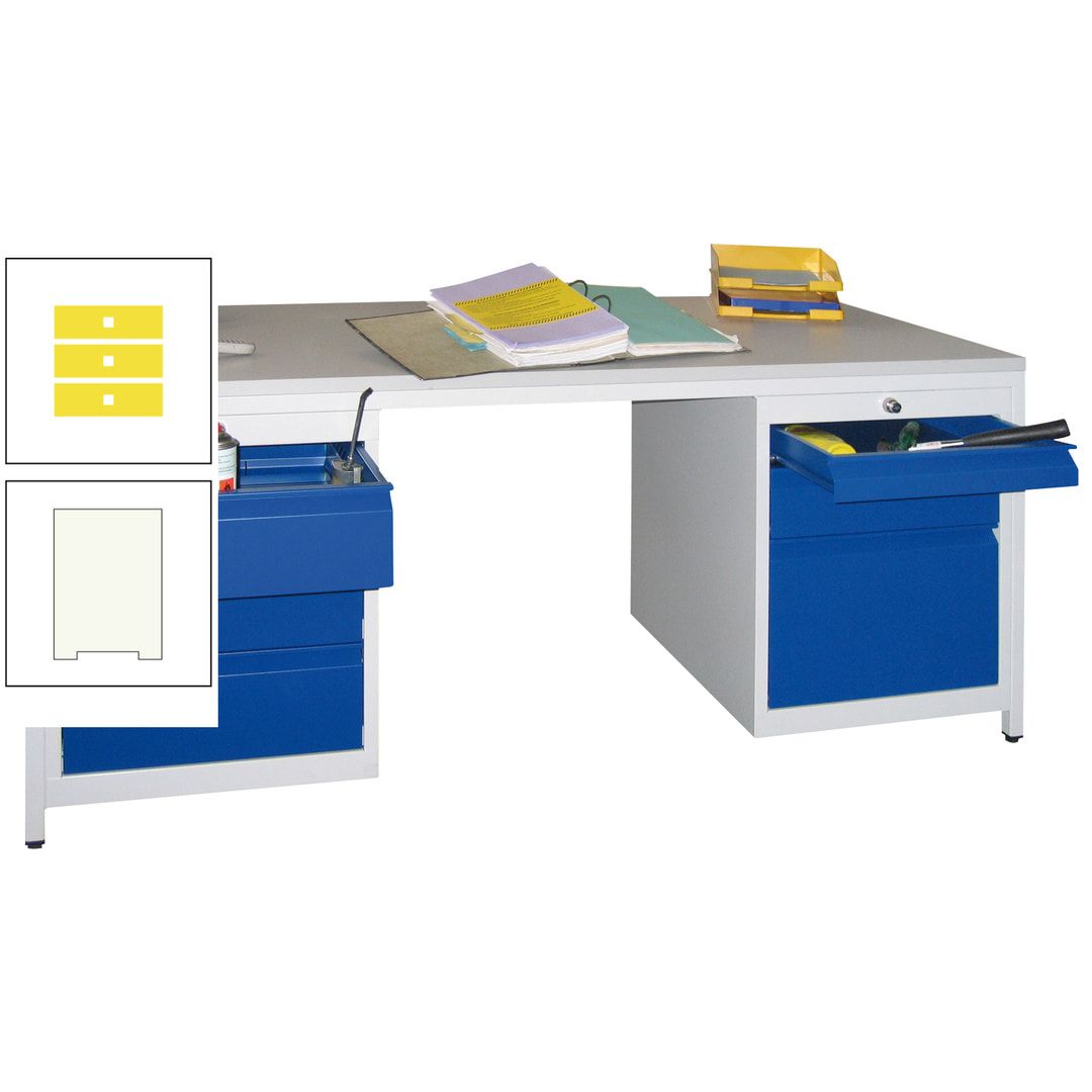 Meisterschreibtisch - 6 Schubladen, 75 / 125 / 150 / 175 / 300 mm - 720 x 1.700 x 800 mm (HxBxT) - anthrazitgrau