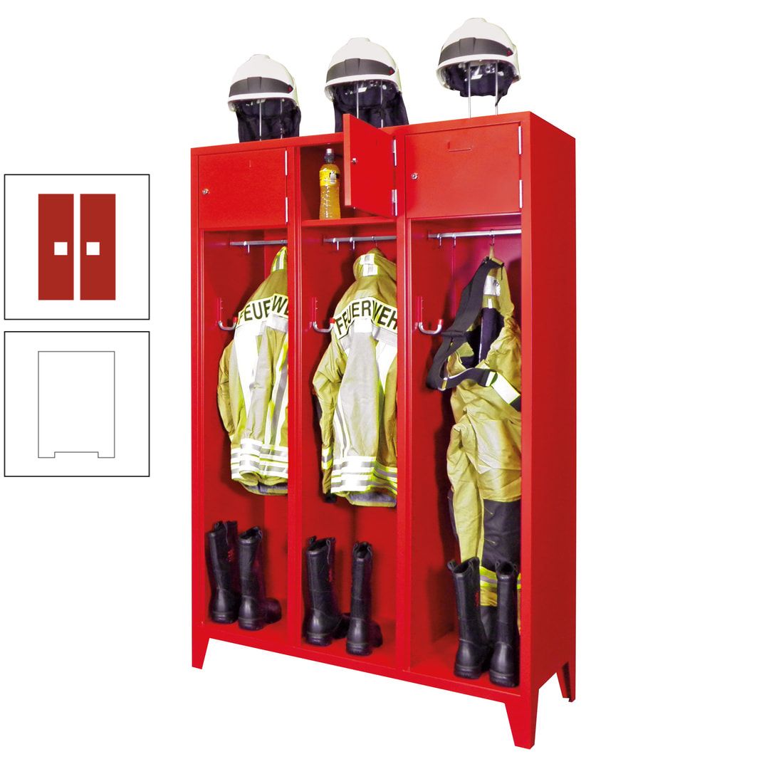 Feuerwehrschrank - 2 Abteile - Ablagefach mit Tür, Etikettenrahmen - 2.100 x 830 x 500 mm (HxBxT) - anthrazitgrau