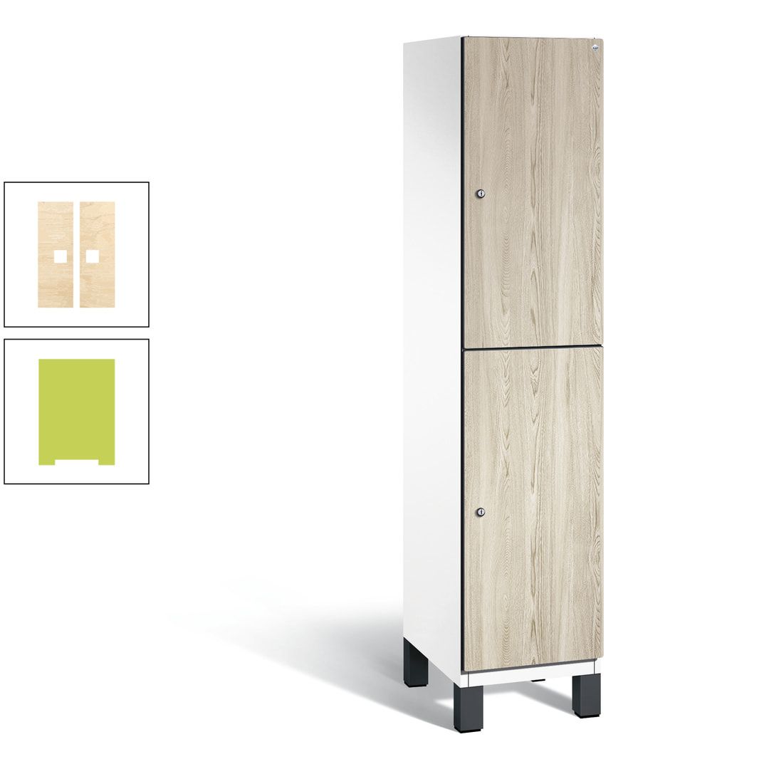 Fächerschrank, Garderobenschrank, mit Füßen, 1 Abteile, 1.980 x 400 x 525 mm (HxBxT), Korpus anthrazitgrau, Tür Donau-Ahorn