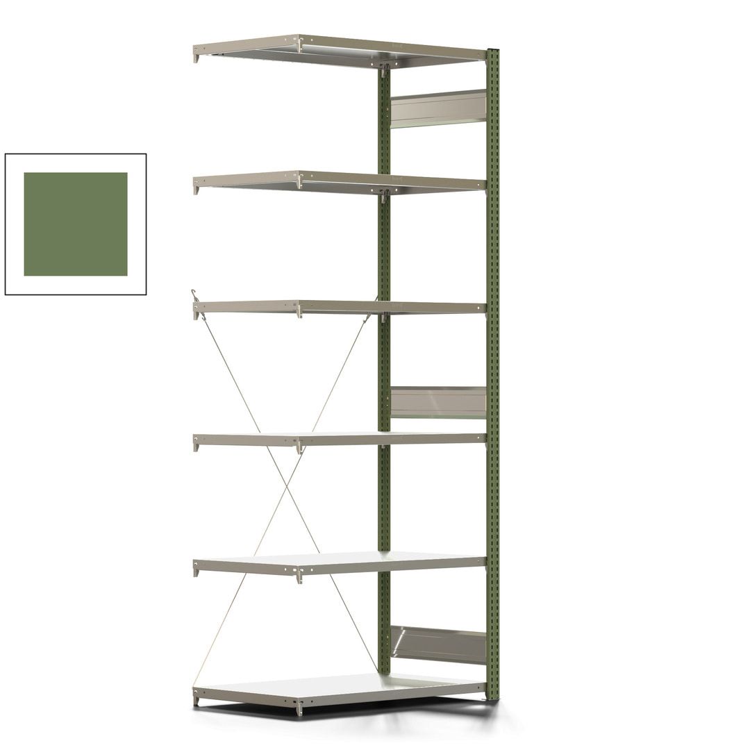 Fachbodenregal mit Tiefenriegel - 350 kg - 2.500 x 1.005 x 626 mm (HxBxT) - Anbauregal - 6 Böden - enzianblau - Lagerregal - Steckregal BERT