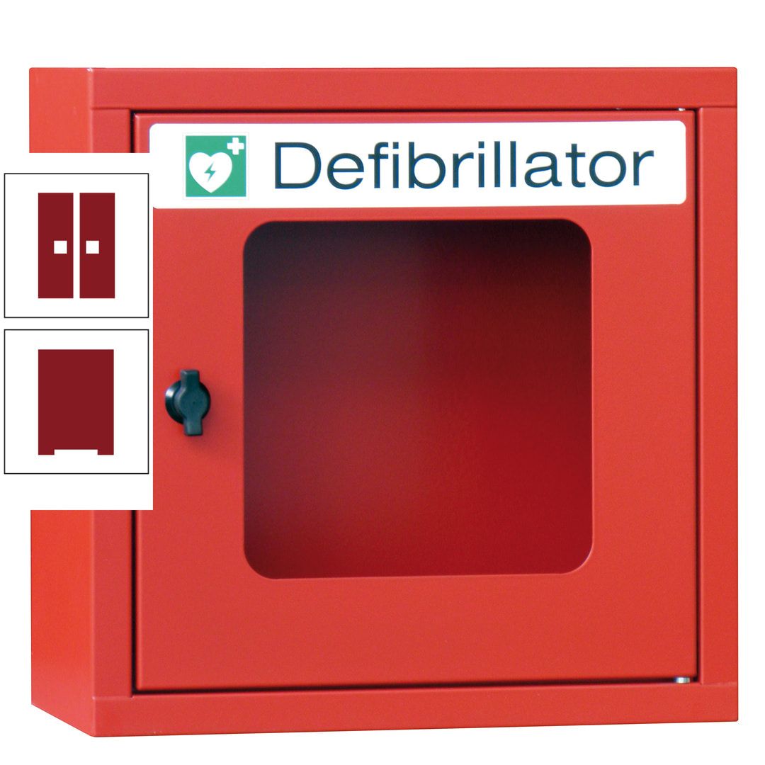 Defibrillatorenschrank - 400 x 400 x 200 mm (HxBxT) - Sichtfenster - anthrazitgrau