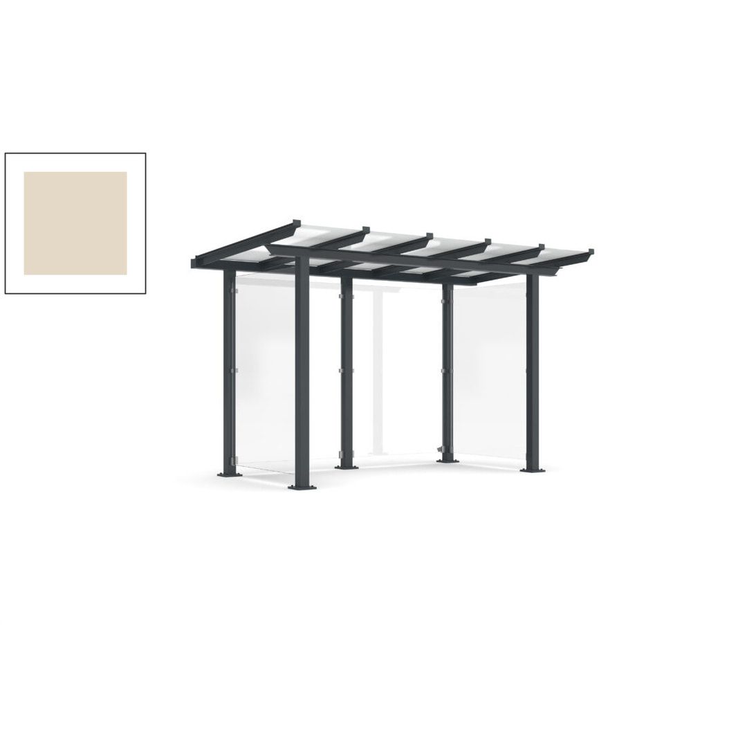 Unterstand mit Pultdach und Sicherheitsglas - feuerverzinkt und farbbeschichtet - 2.435 x 3.850 x 2.090 (HxBxT) - Farbe Achatgrau