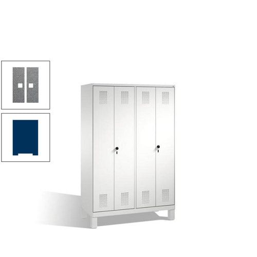 Doppel-Spind, Doppeltüren, Garderobenschrank mit Füßen, 4 Abteile a 300 mm, Korpus anthrazitgrau, Tür anthrazitgrau, 1.850 x 1.200 x 500 mm (HxBxT)