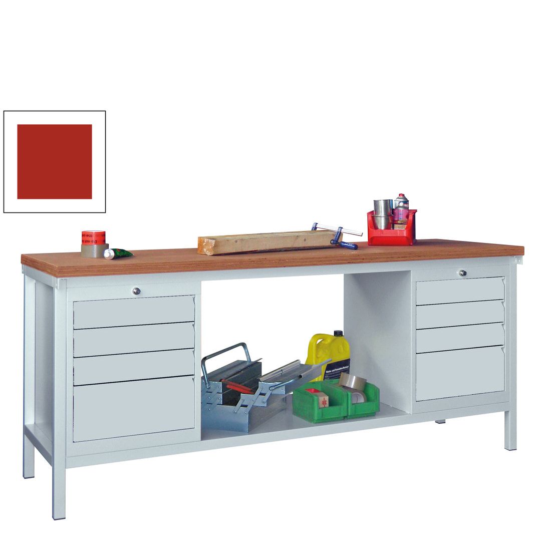 Werkbank - 2 Schubladenblöcke - 900 x 2.000 x 700 mm (HxBxT) - anthrazitgrau