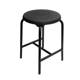 Stapelhocker mit H-Strebe - Sitzhöhe wählbar - Sitz PU schwarz - Gestellfarbe schwarz