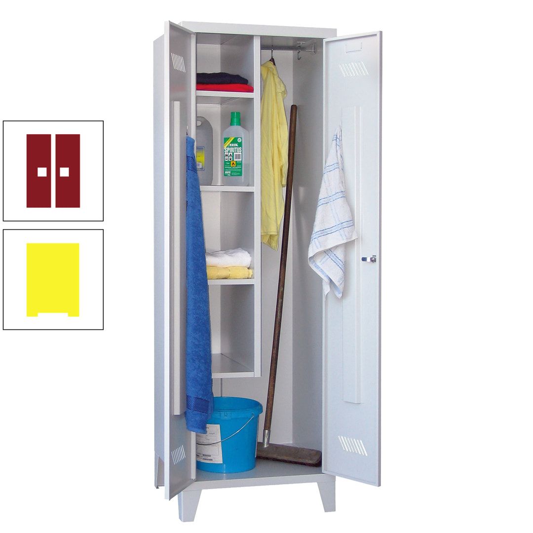 Putzschrank mit Füßen - 1 Abteil mit Trennwand - 1.850x600x500 mm (HxBxT) - Drehriegel - anthrazitgrau