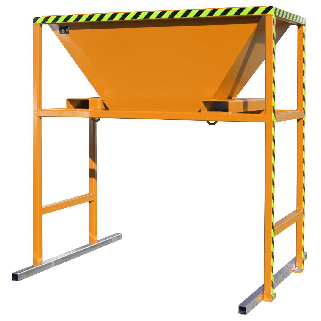Befülltrichter für Big-Bags und Container - mit Ständer - für lose Untergründe - 2.050 x 1.980 x 1.700 mm (HxBxT) - feuerrot (RAL 3000)